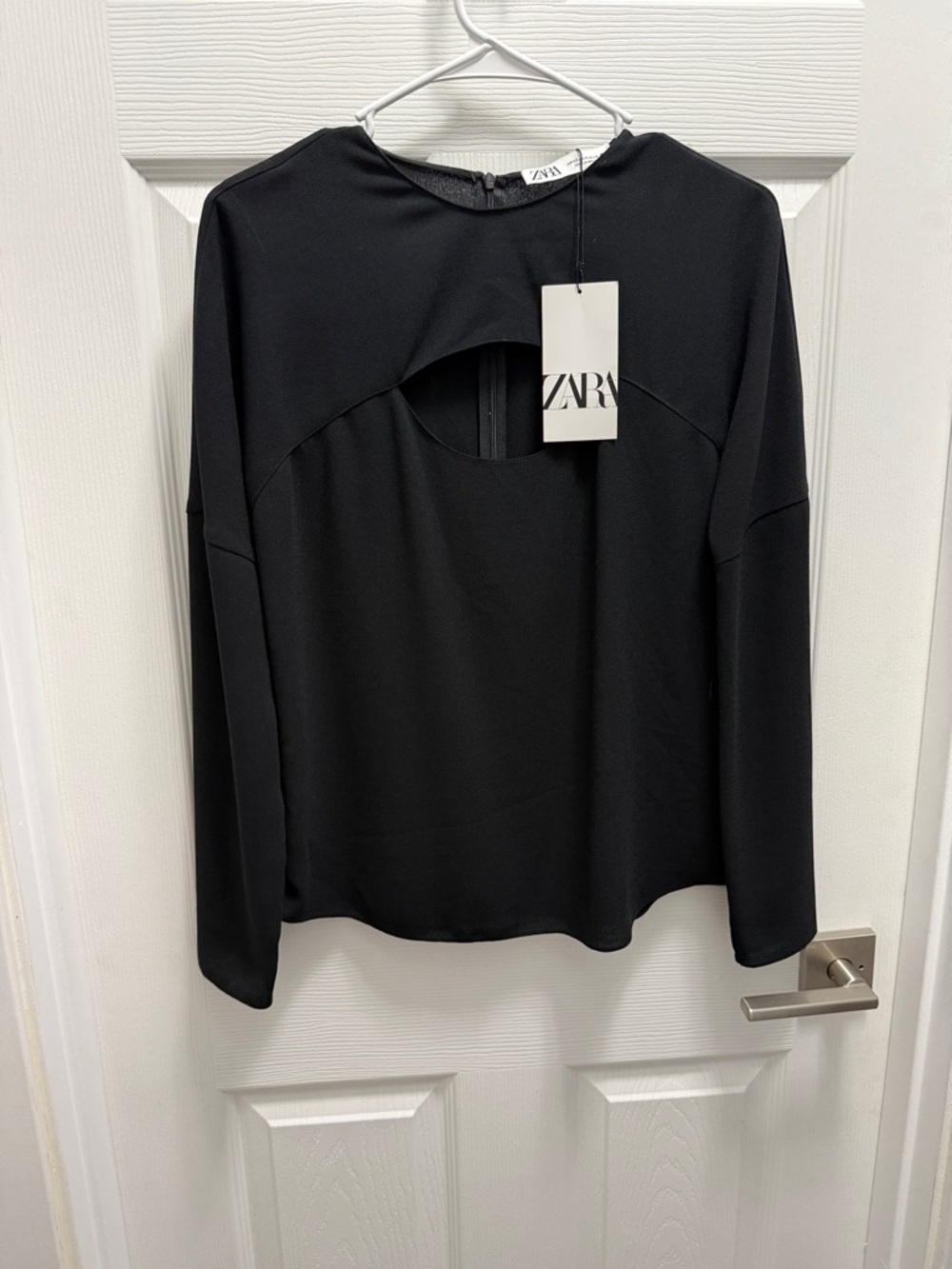 ZARA Black Long-Sleeve Top with Front Cutout